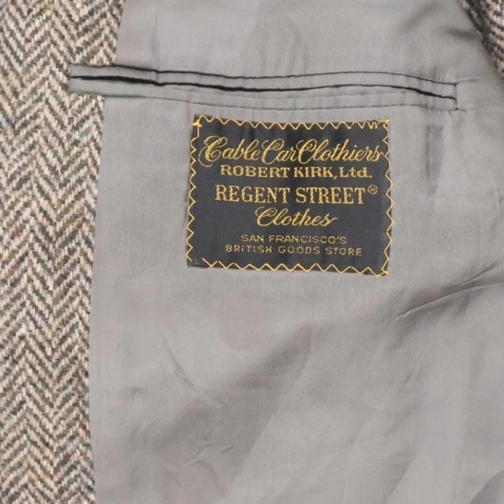 Cable Car Clothiers Mens Blazer Harris Tweed Herringbone Brown Wool XL